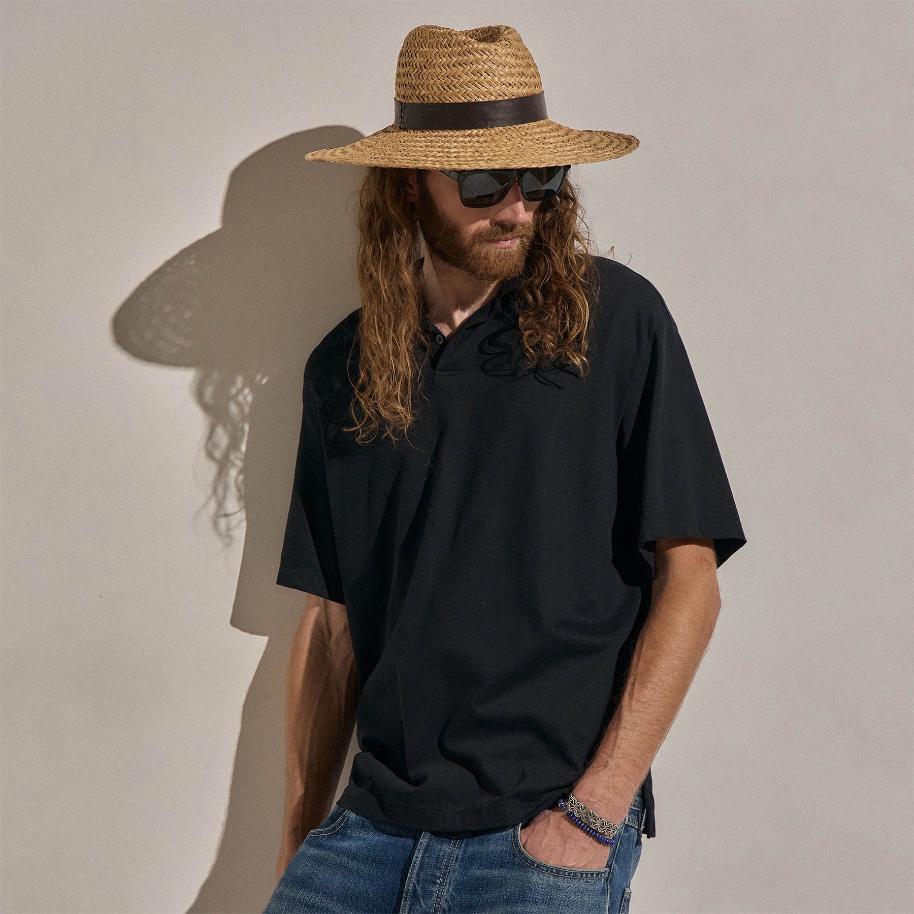Polo surdimensionné en jersey lourd de luxe - Noir