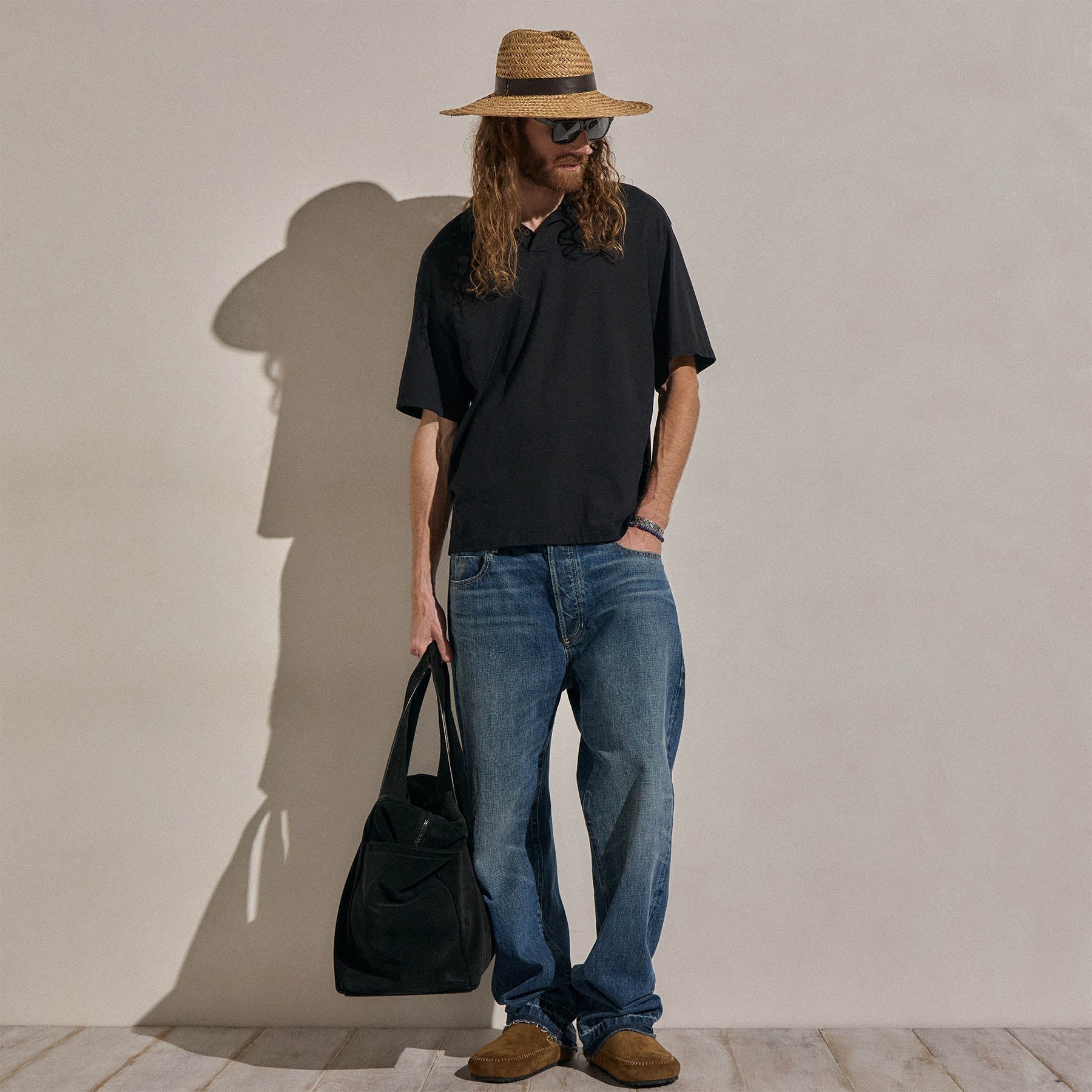 Polo surdimensionné en jersey lourd de luxe - Noir