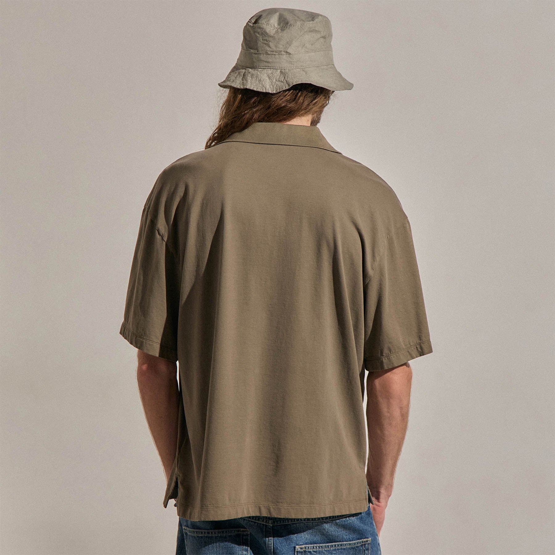 Polo oversize en jersey lourd de luxe - Olive clair