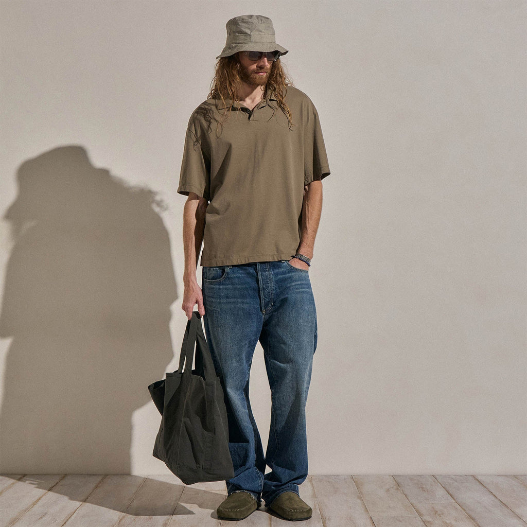 Polo oversize en jersey lourd de luxe - Olive clair