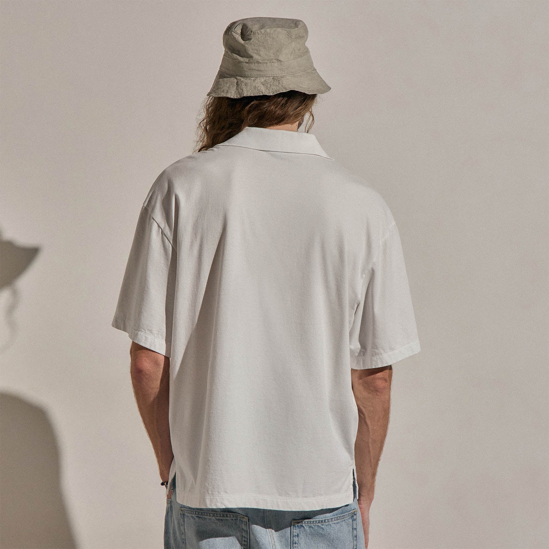 Polo oversize lourd en jersey de luxe - Blanc