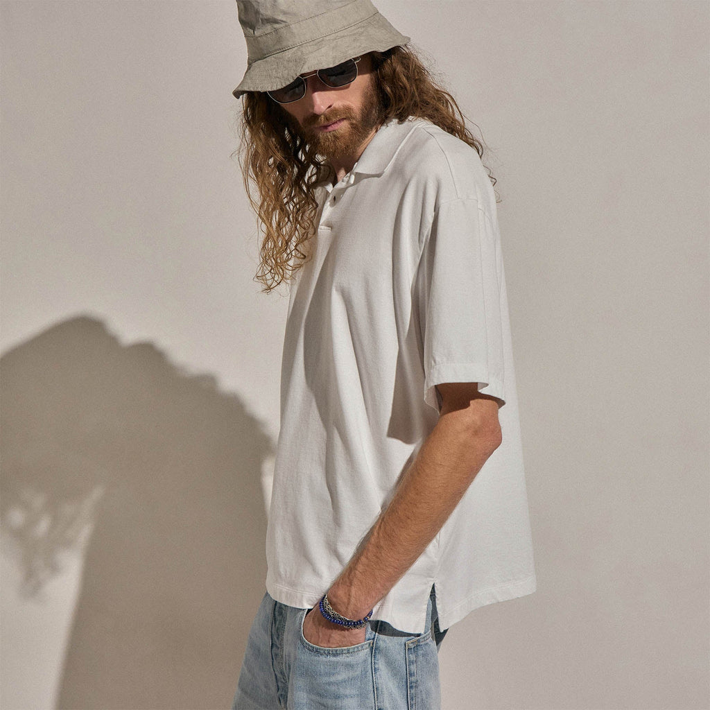 Polo oversize lourd en jersey de luxe - Blanc