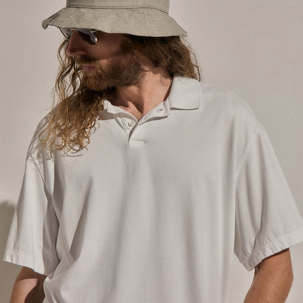 Polo oversize lourd en jersey de luxe - Blanc