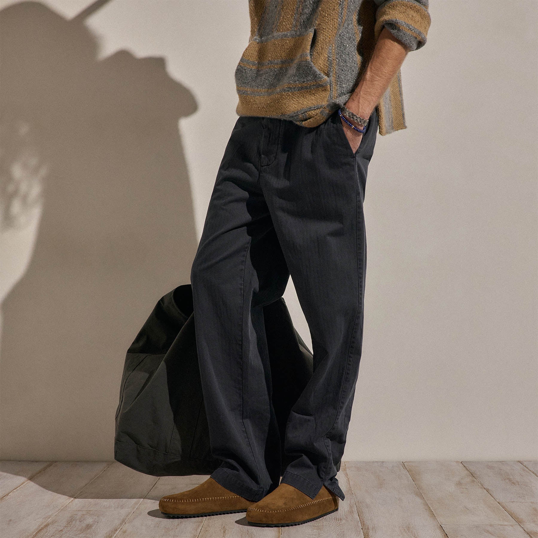 Pantalon sergé chevrons - Bleu Nuit Pigment