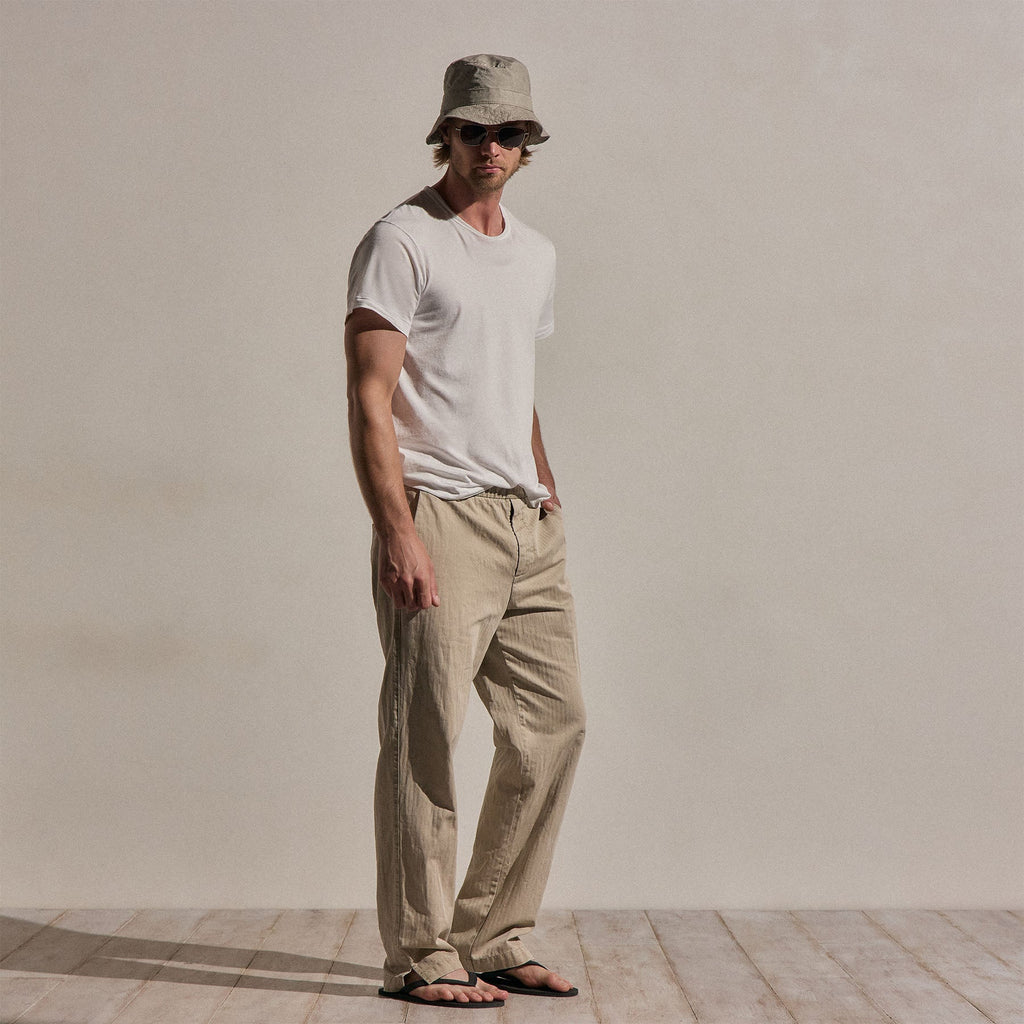 Pantalon en sergé chevrons - Pigment lin