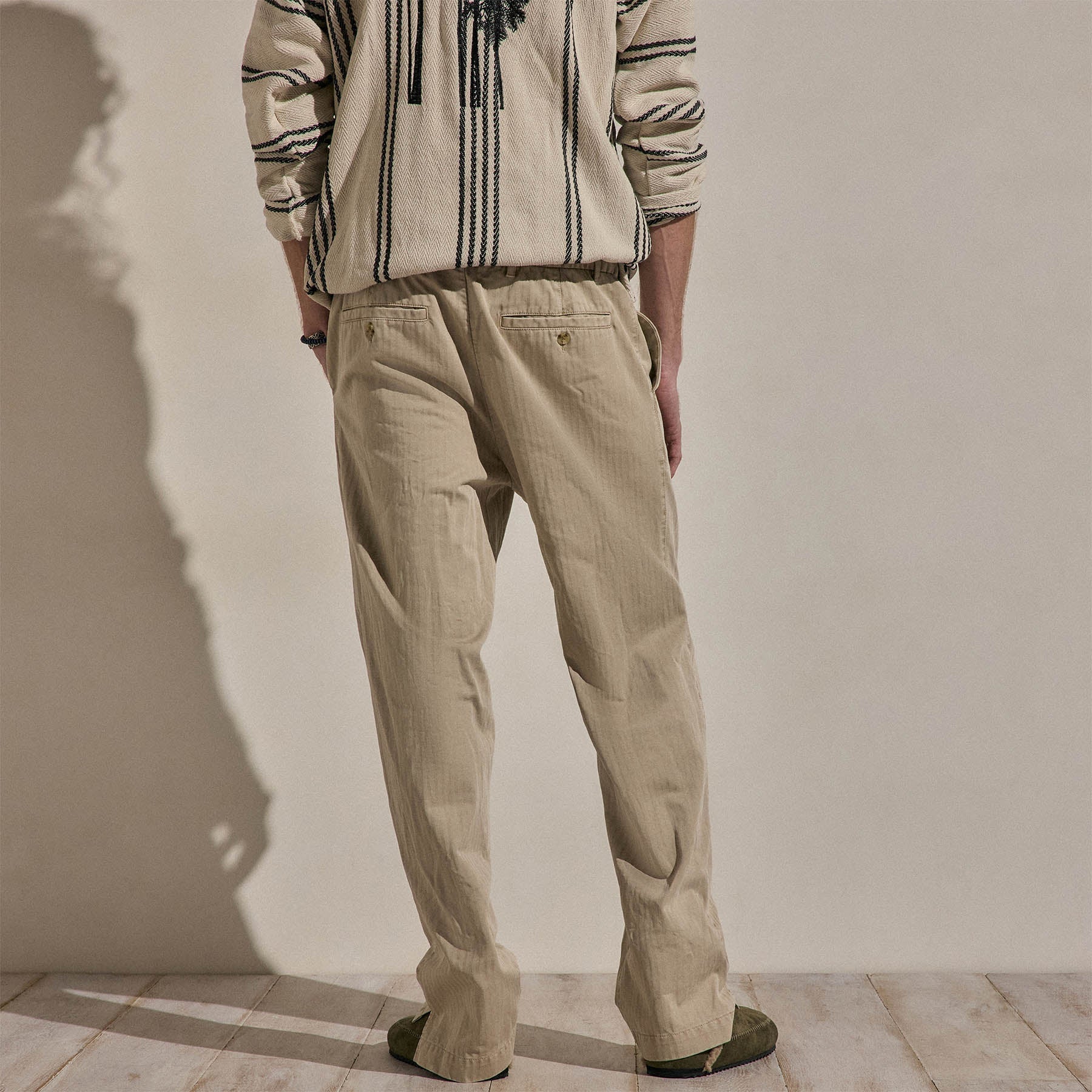 Pantalon en sergé chevrons - Pigment lin