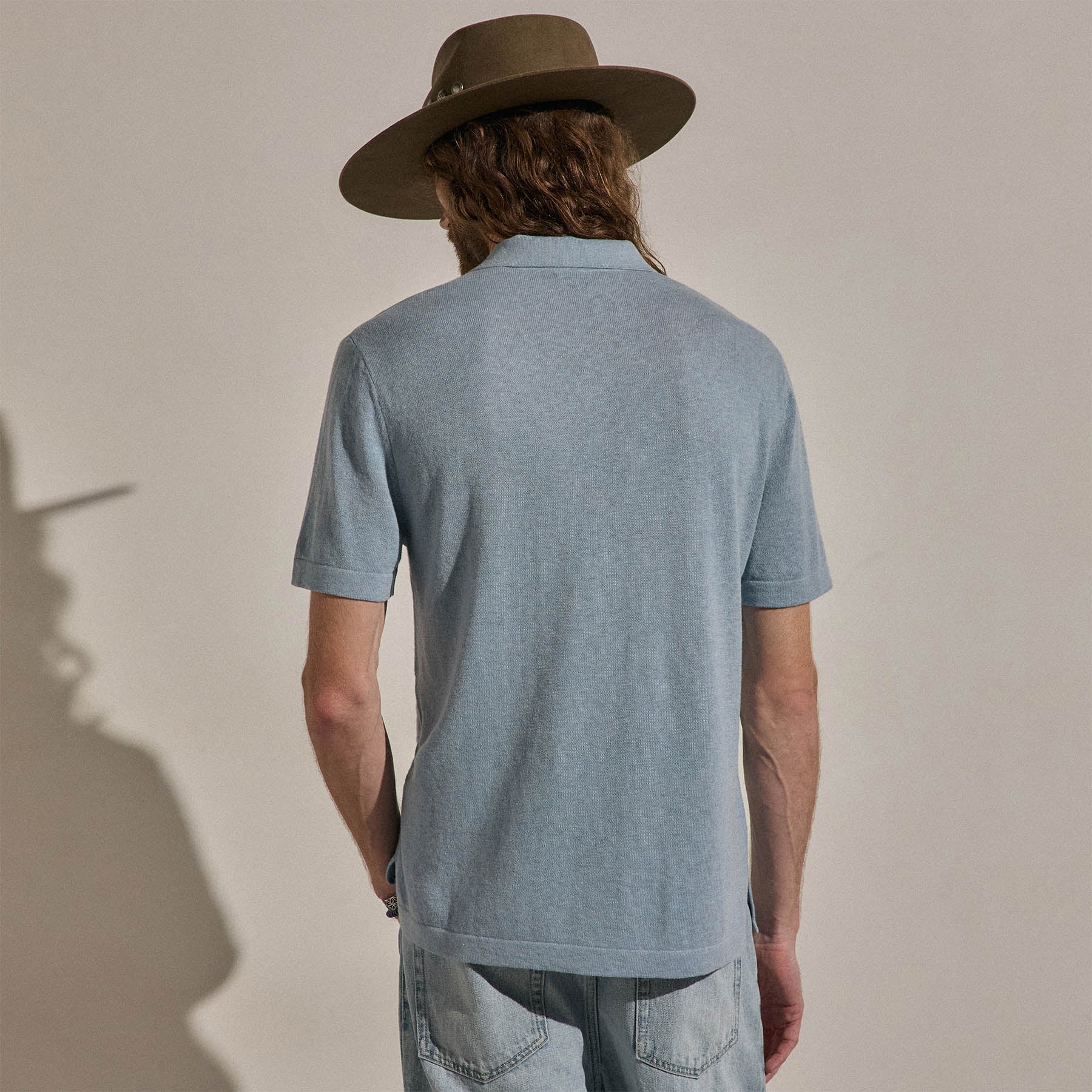 Cotton Cashmere Polo - Sky Blue