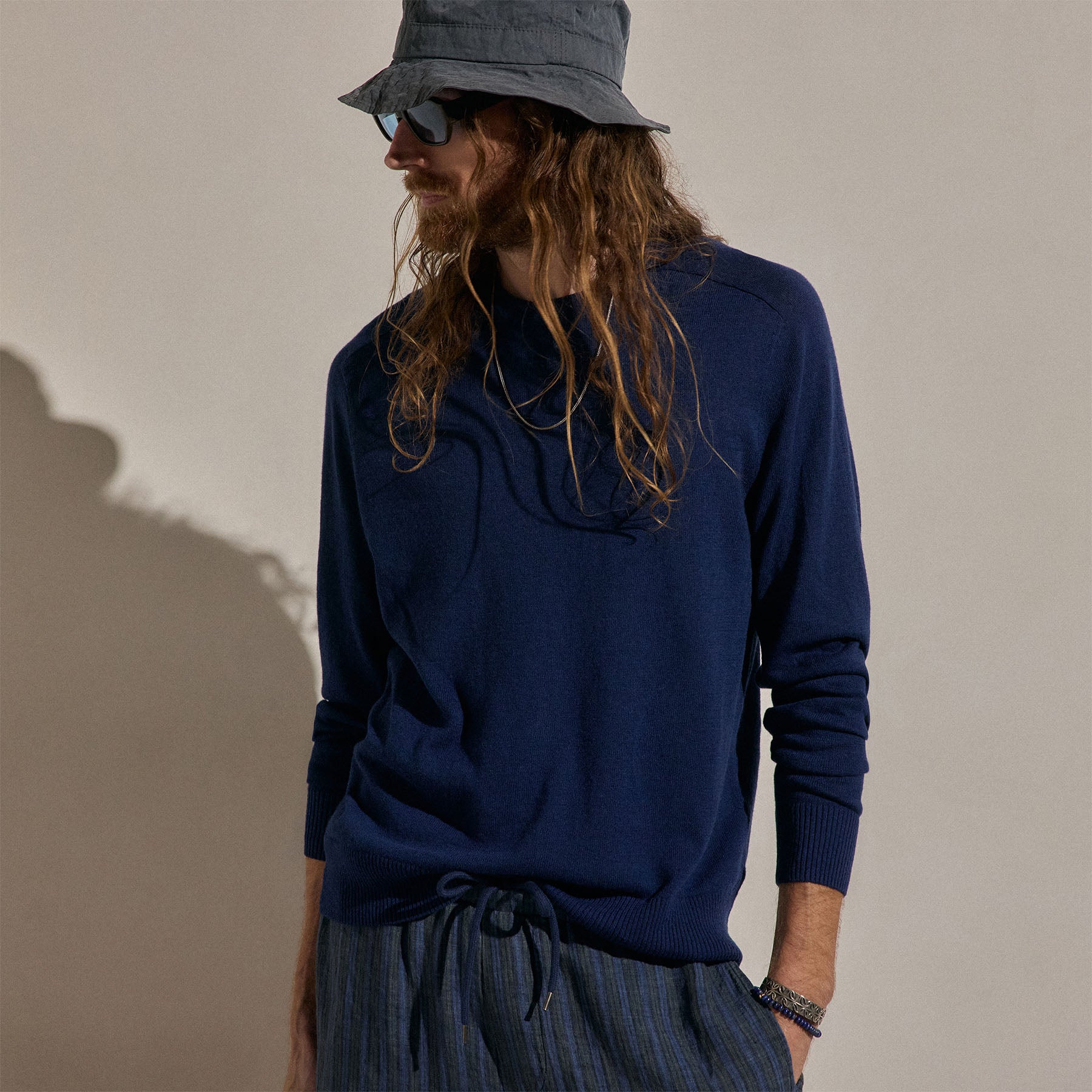 Cotton Cashmere Raglan Crew - Admiral