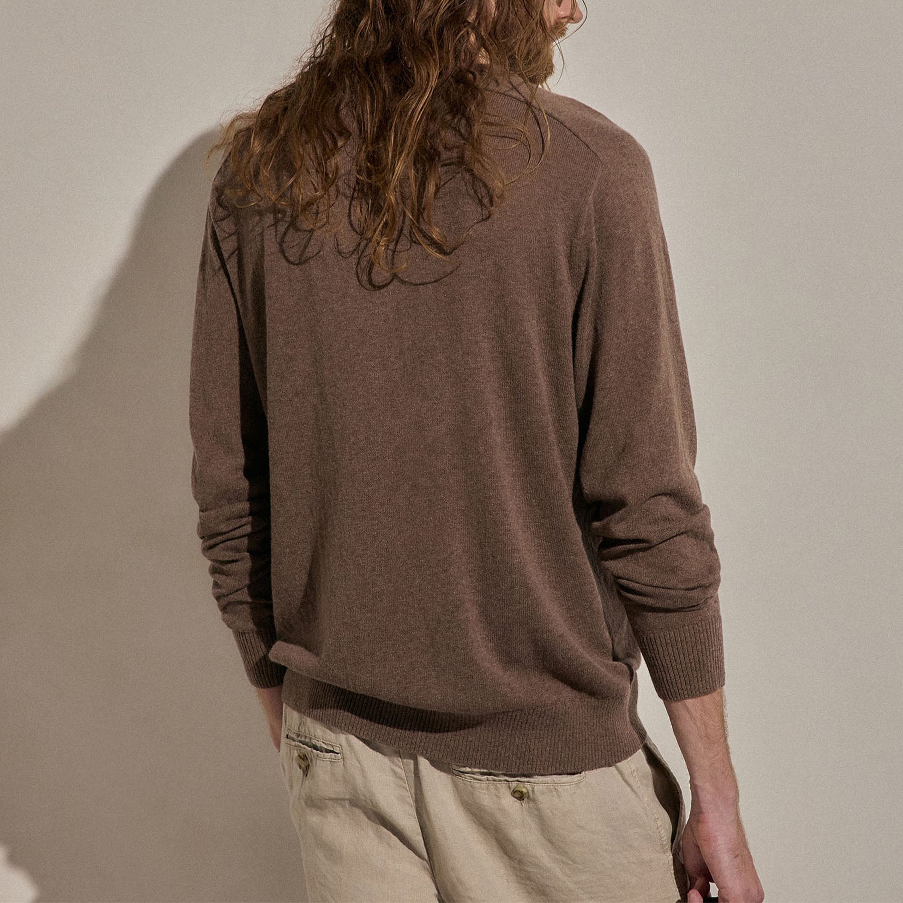 Cotton Cashmere Raglan Crew - Brownstone