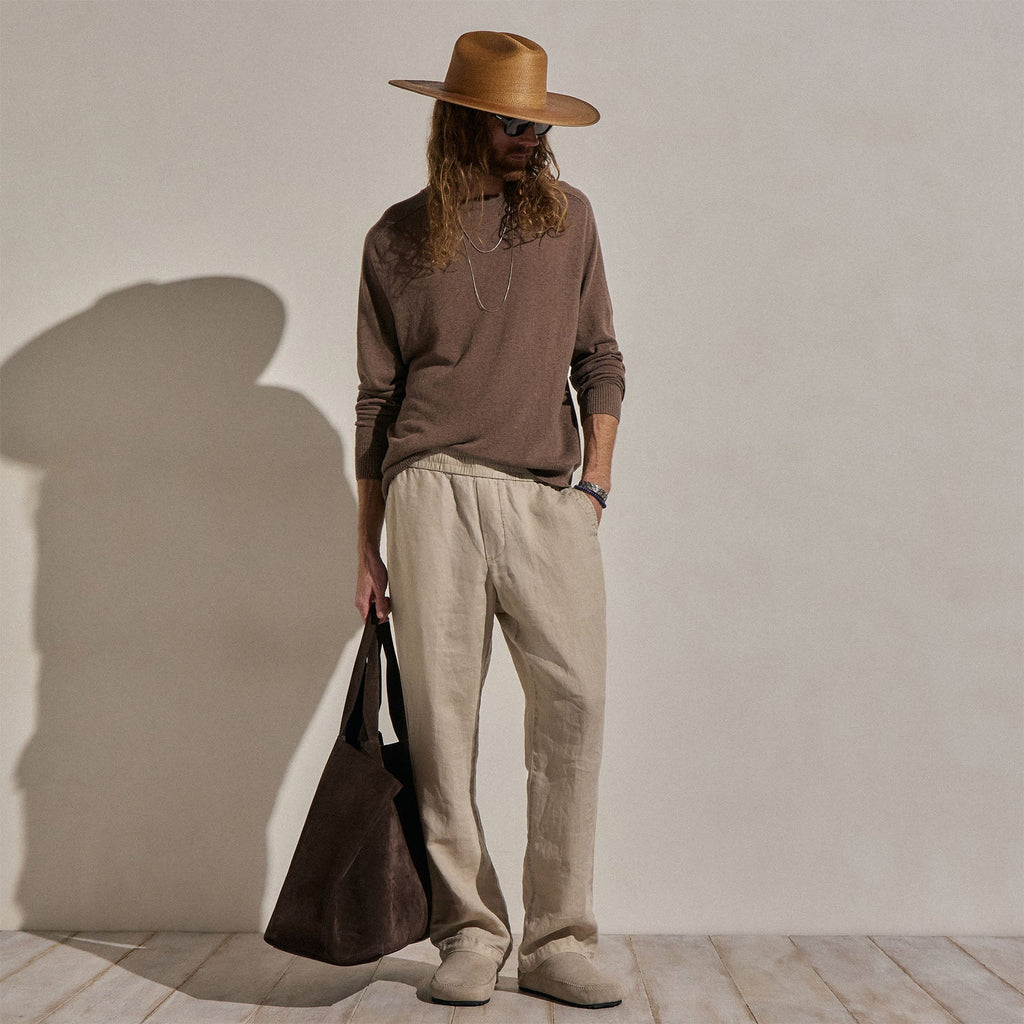 Cotton Cashmere Raglan Crew - Brownstone