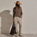 Cotton Cashmere Raglan Crew - Brownstone