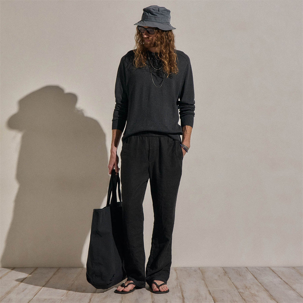 Cotton Cashmere Raglan Crew - Coal