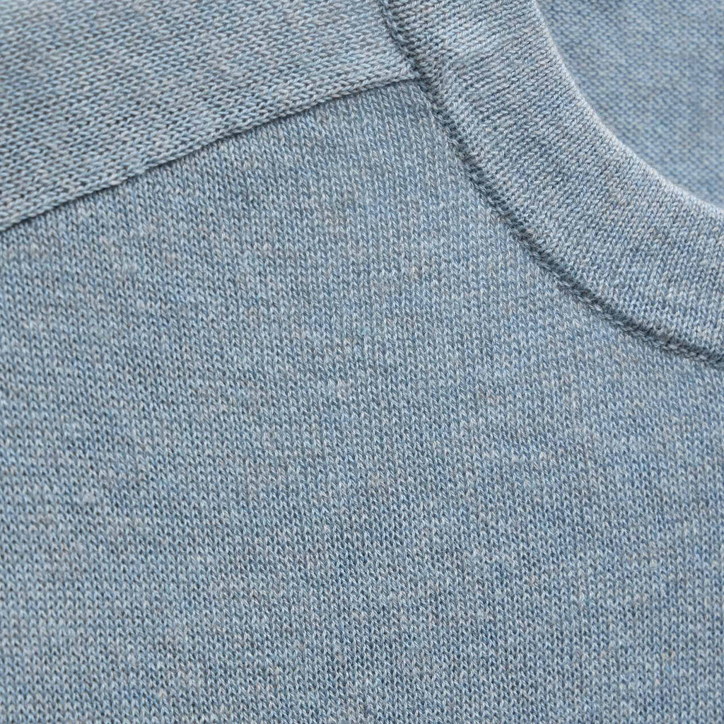 Cotton Cashmere Raglan Crew - Sky Blue