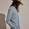 Cotton Cashmere Raglan Crew - Sky Blue