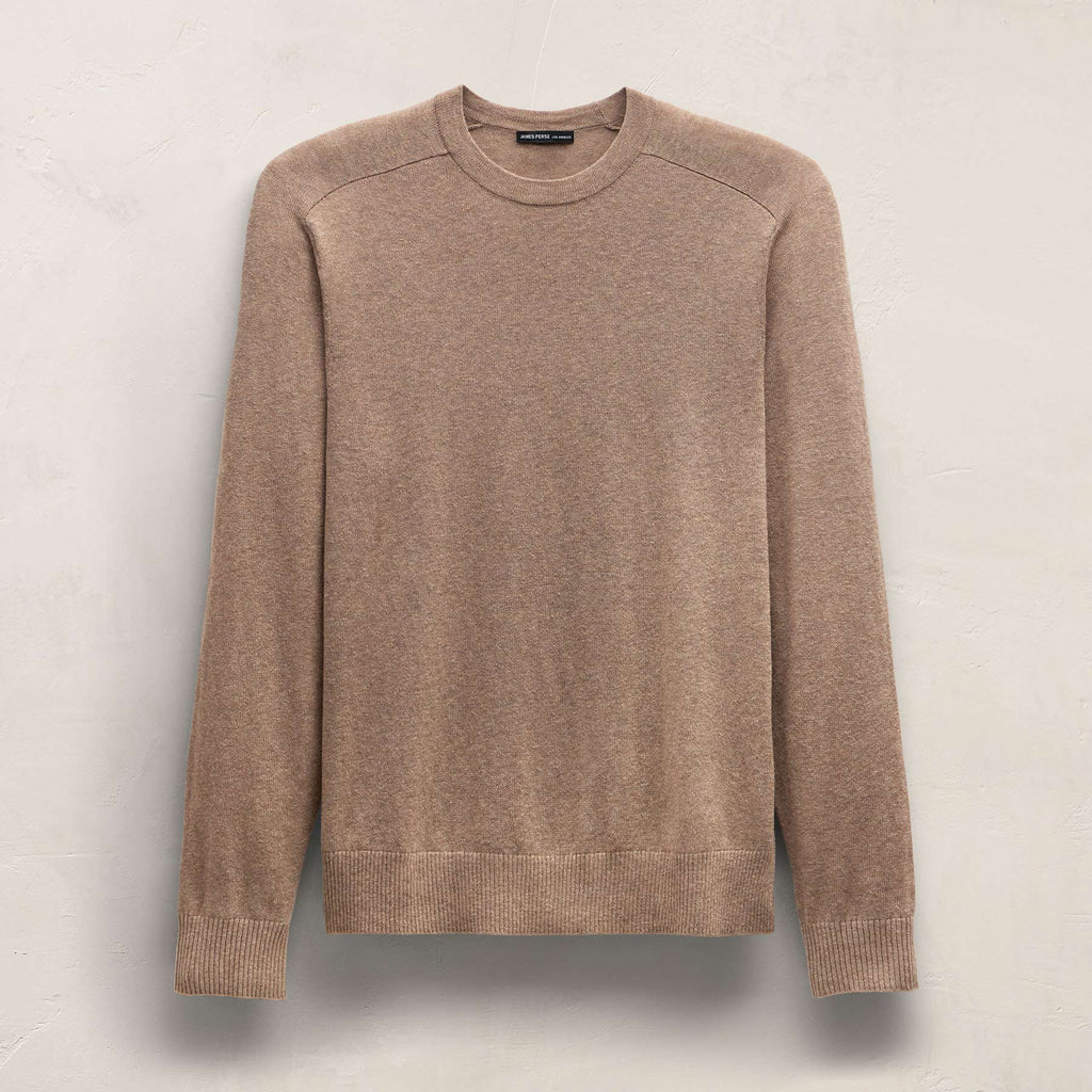 Cotton Cashmere Raglan Crew - Warm Brown