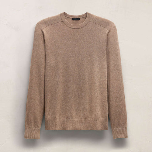 Pull ras du cou raglan en coton et cachemire - Marron chaud