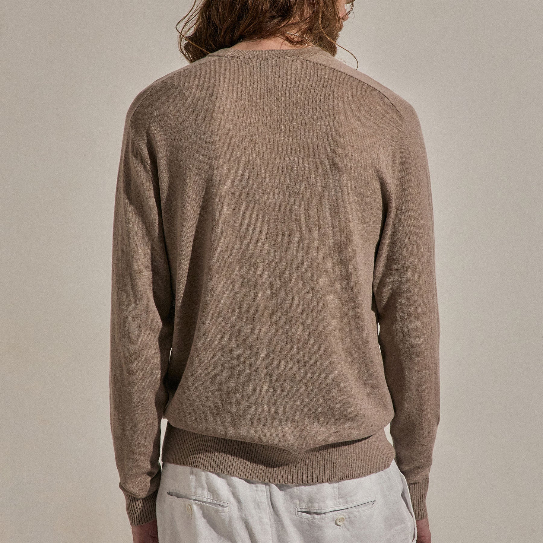 Cotton Cashmere Raglan Crew - Warm Brown
