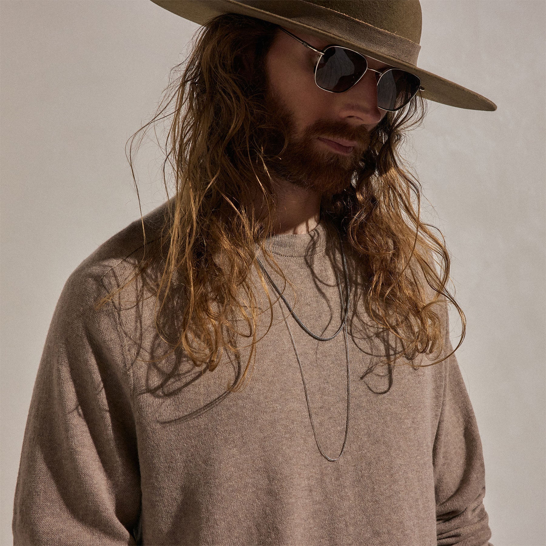 Cotton Cashmere Raglan Crew - Warm Brown