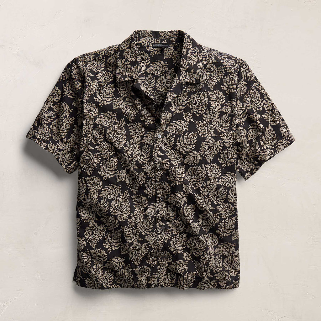 Chemise imprimée palmiers - Noir/Pierre pigmentée