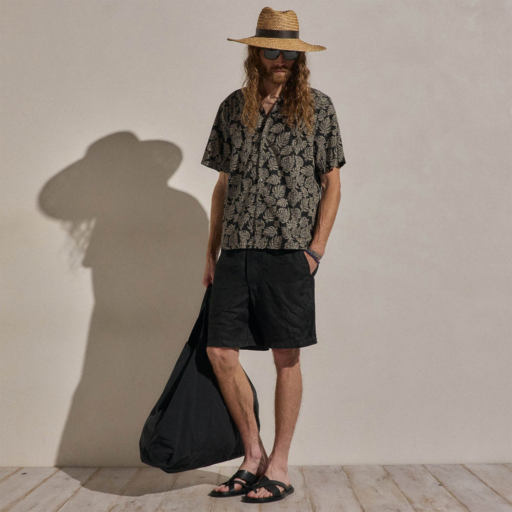 Chemise imprimée palmiers - Noir/Pierre pigmentée
