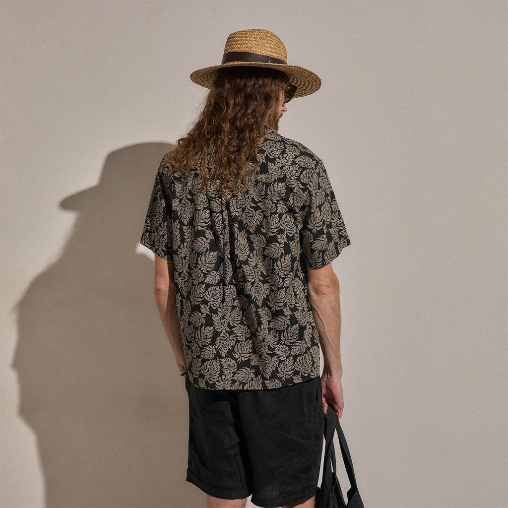 Chemise imprimée palmiers - Noir/Pierre pigmentée