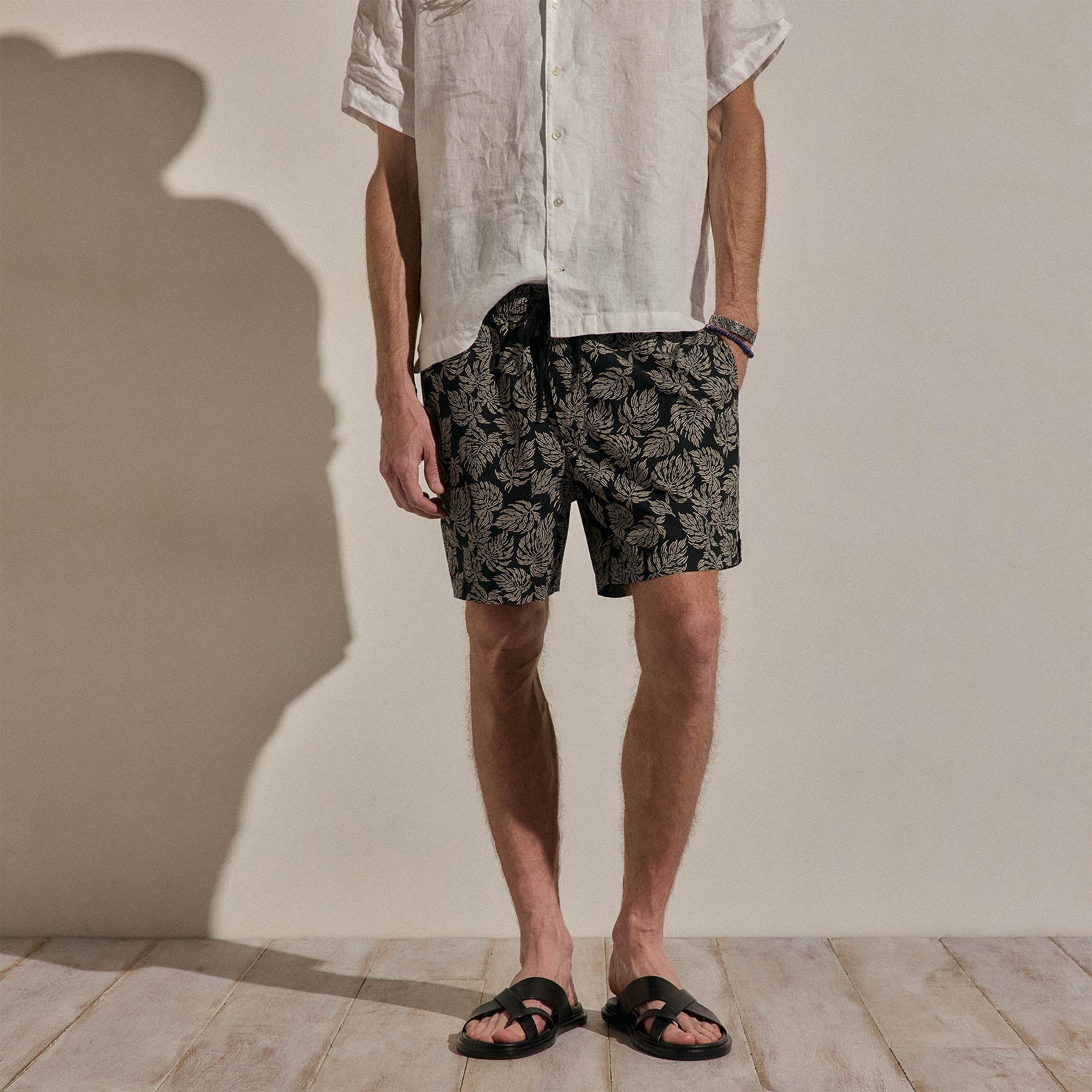 Palm Printed Short - Black/Stone Pigment