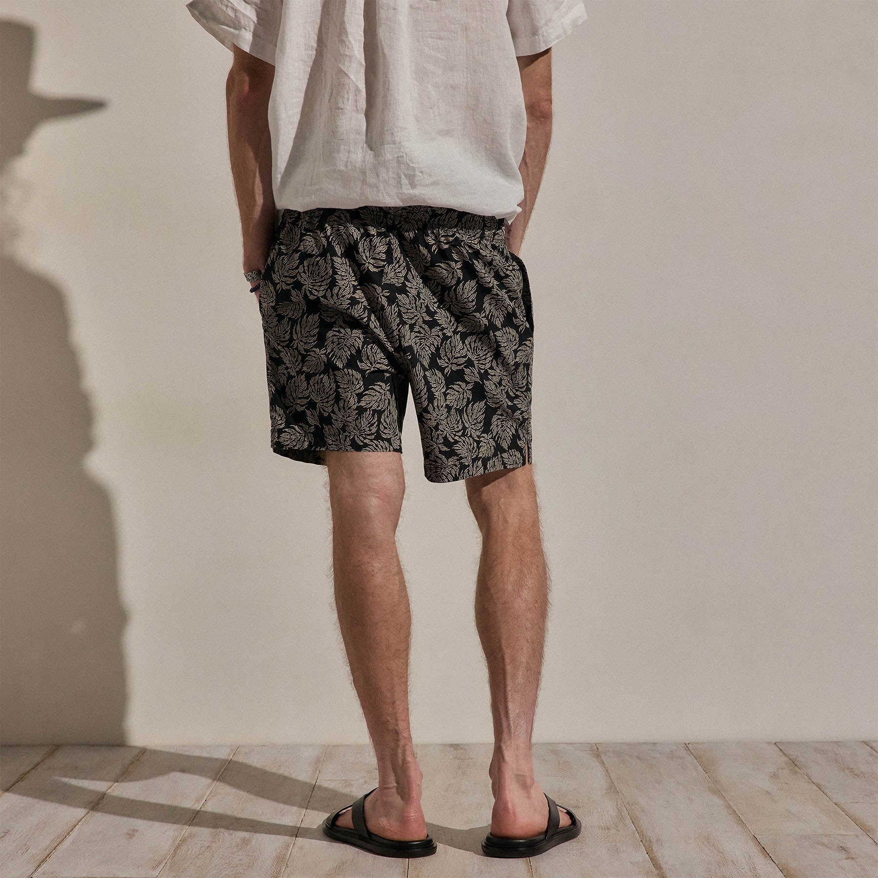 Palm Printed Short - Black/Stone Pigment