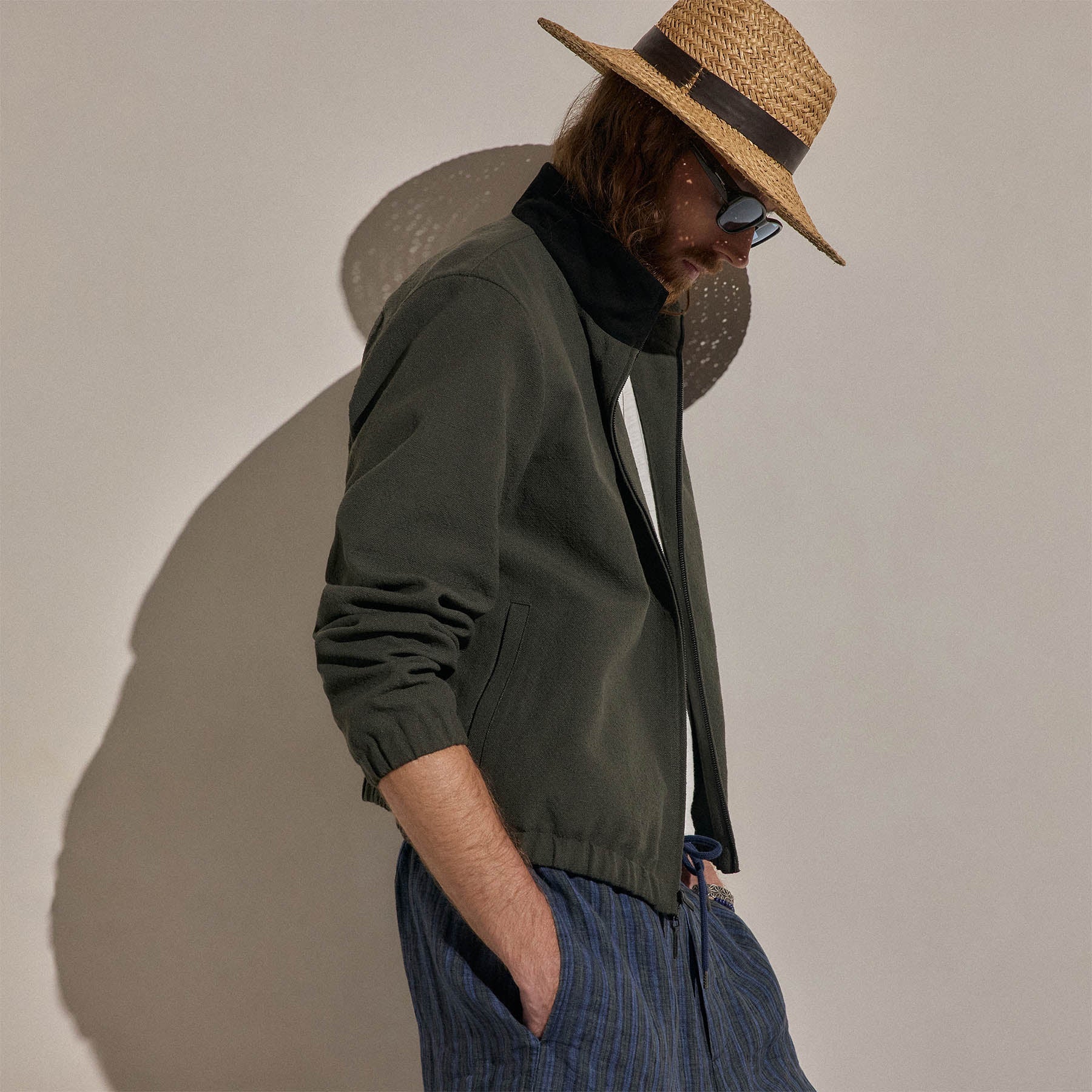 Veste de survêtement avec finitions en suède - Olive foncé/Noir