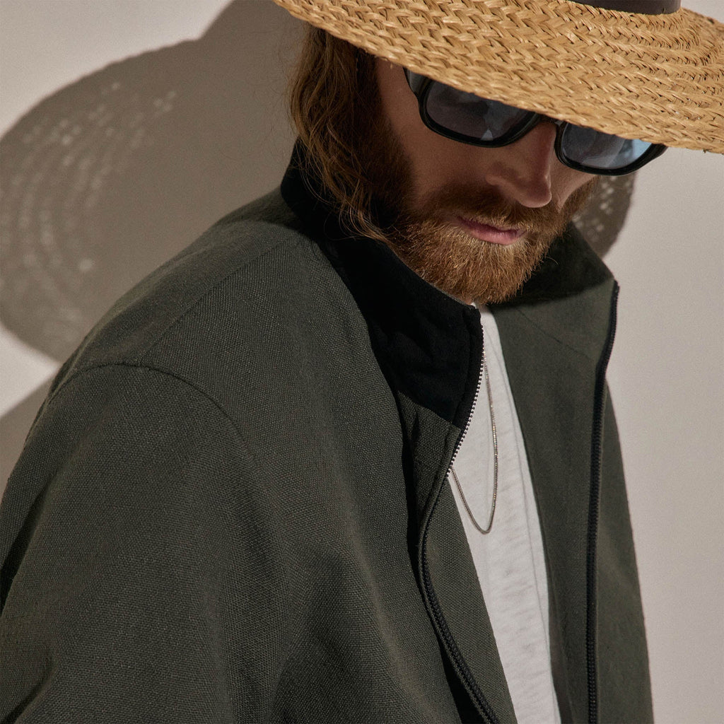 Veste de survêtement avec finitions en suède - Olive foncé/Noir