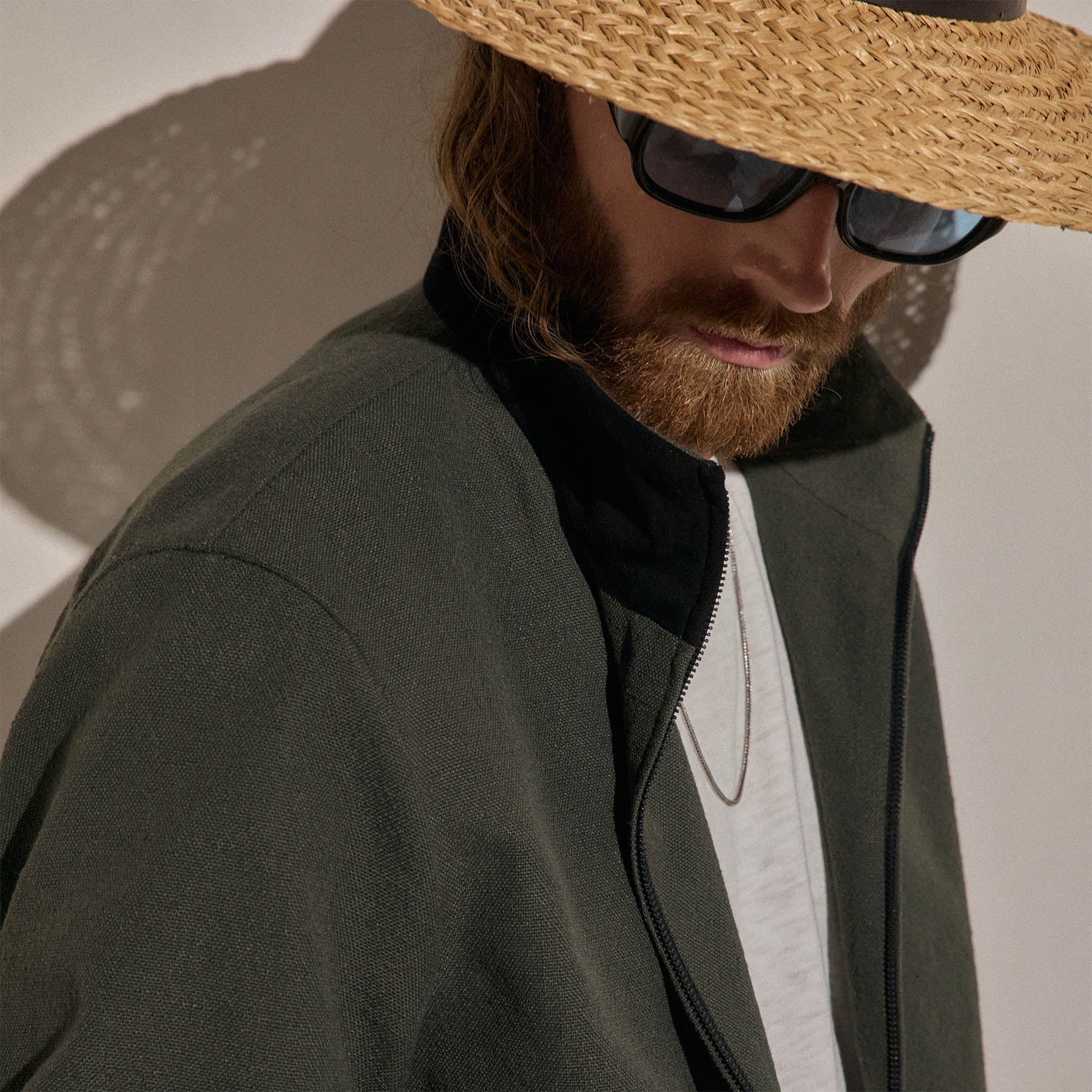Veste de survêtement avec finitions en suède - Olive foncé/Noir