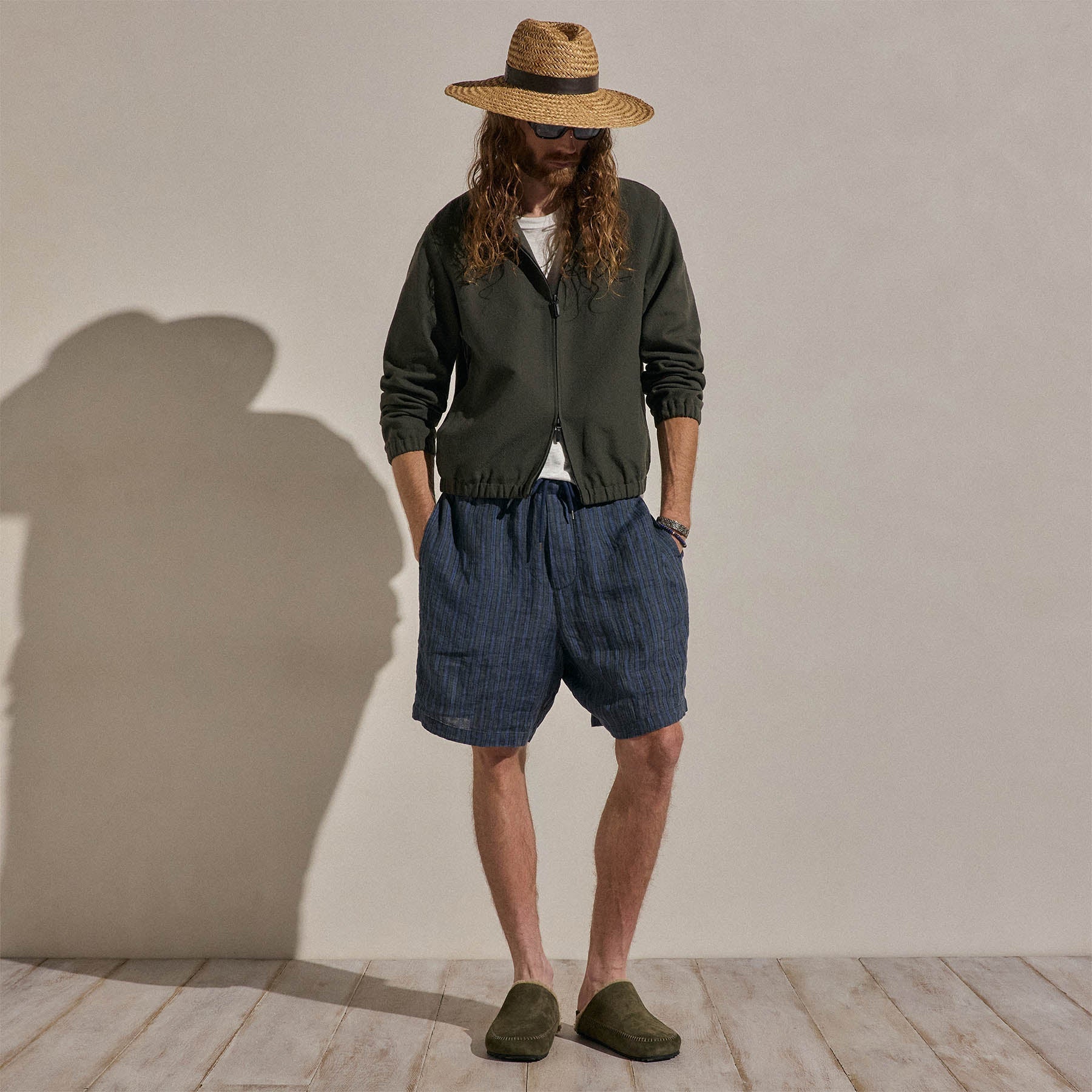 Veste de survêtement avec finitions en suède - Olive foncé/Noir