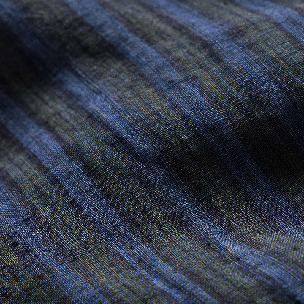 Pantalon décontracté en lin rayé délavé - Rayures bleues