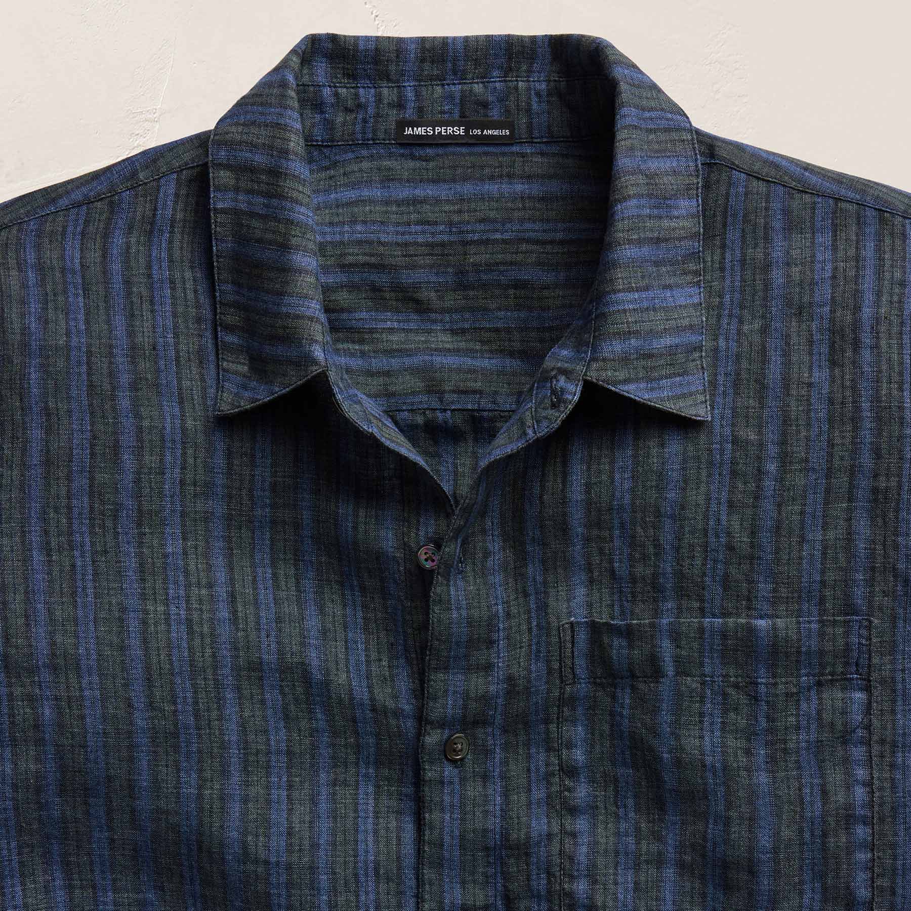 Washed Stripe Linen Shirt - Blue Stripe