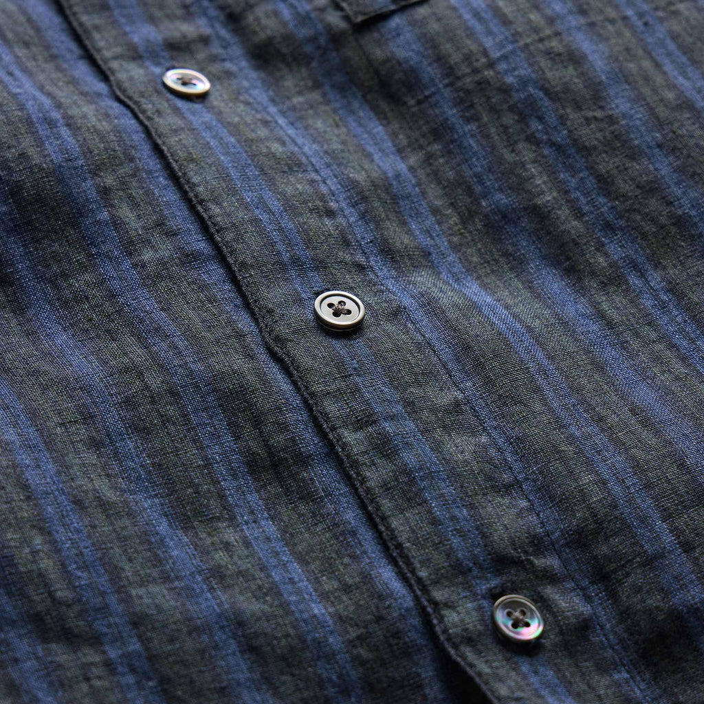 Chemise en lin lavé à rayures - Rayures bleues