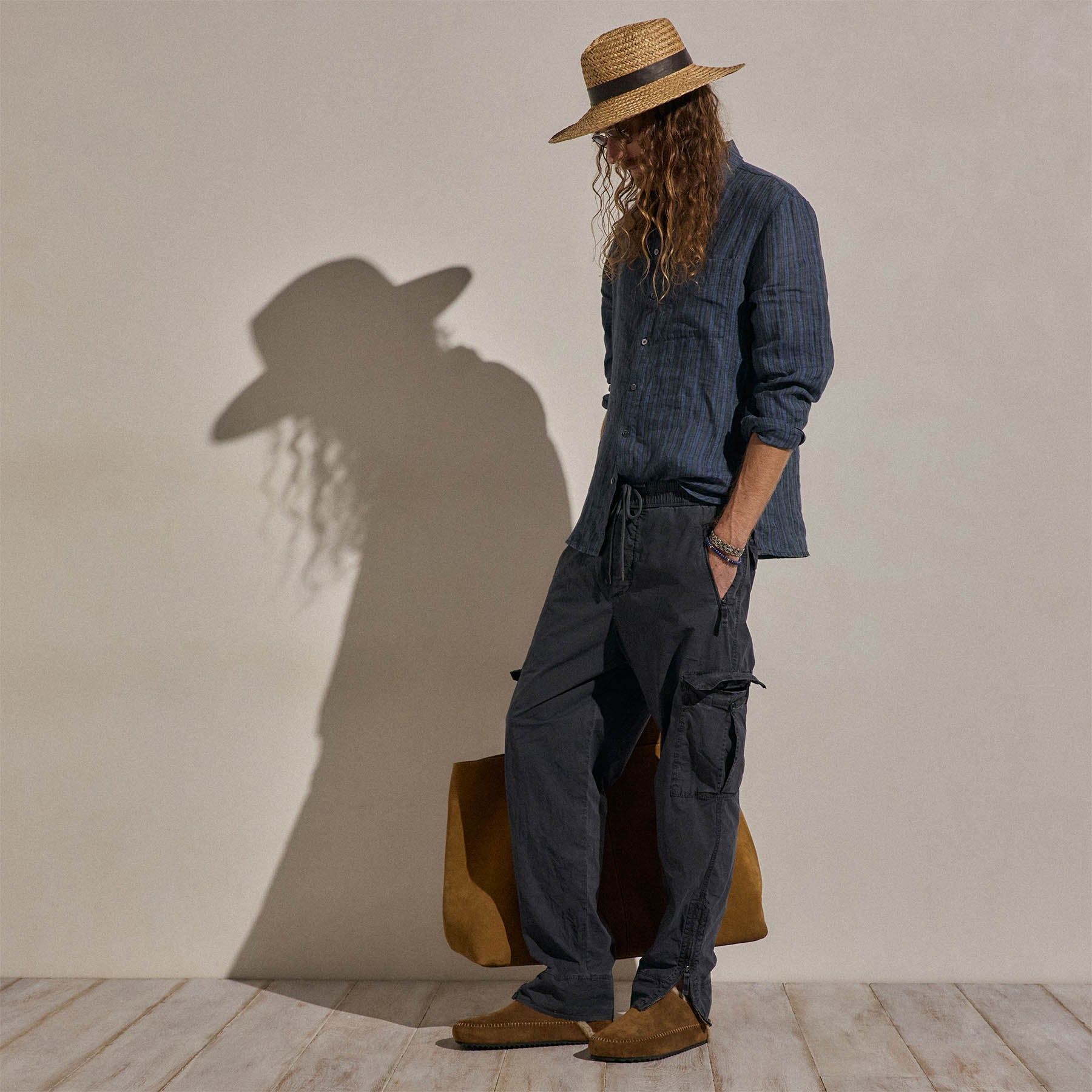 Cargo Parachute en popeline - Bleu Noir Pigmenté