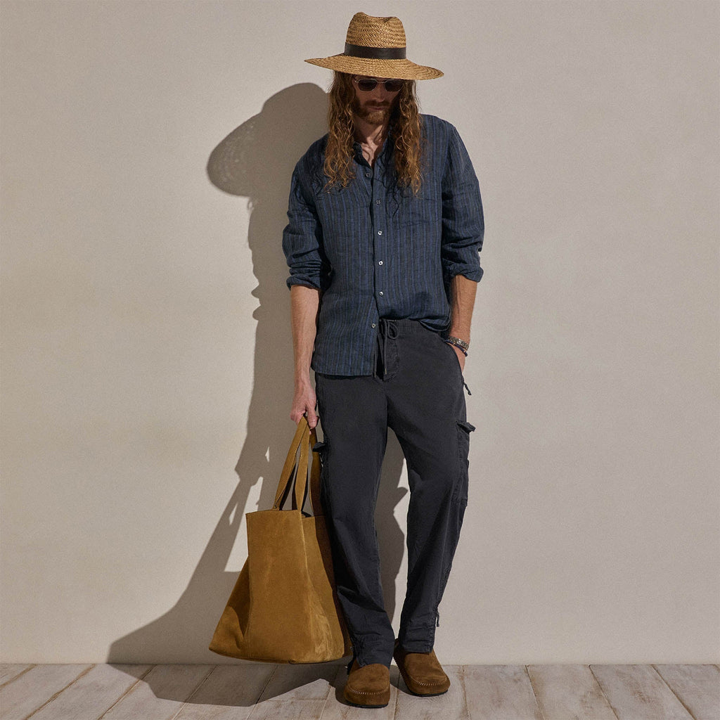 Cargo Parachute en popeline - Bleu Noir Pigmenté