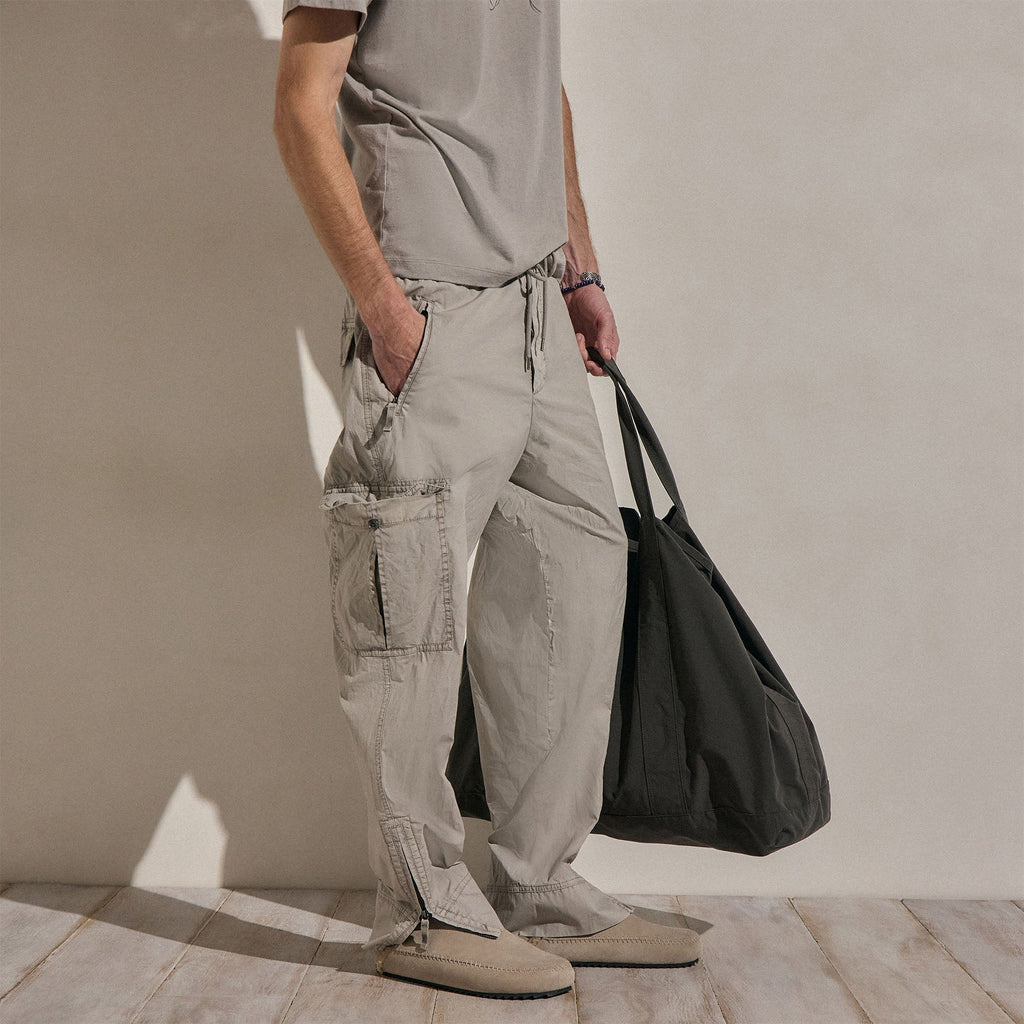 Pantalon cargo en popeline Parachute - Pigment Fog