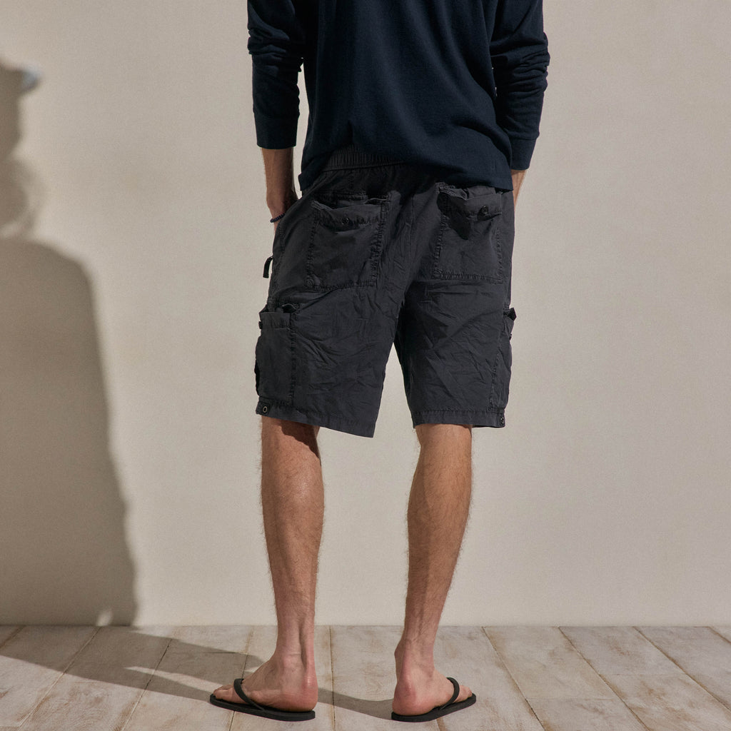 Short cargo en popeline Parachute - Pigment bleu-noir