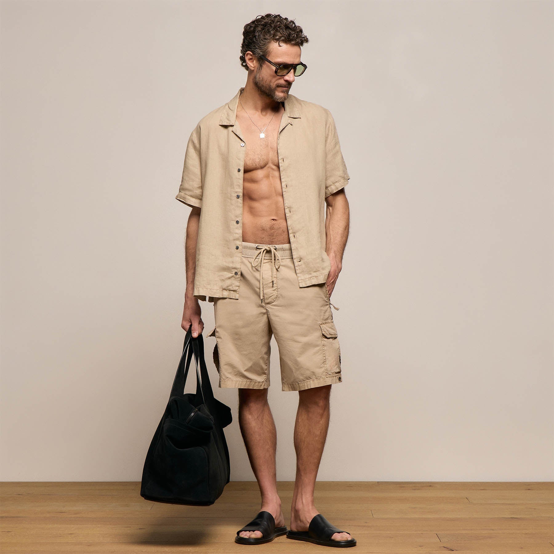 Men's Leather Slide - Black