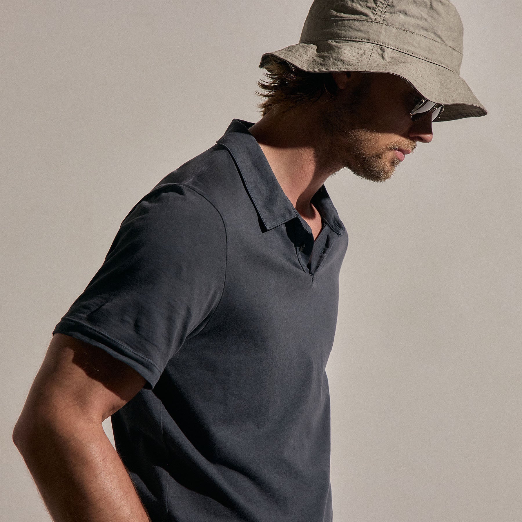 Polo en jersey suédé - Pigment Bleu Nuit