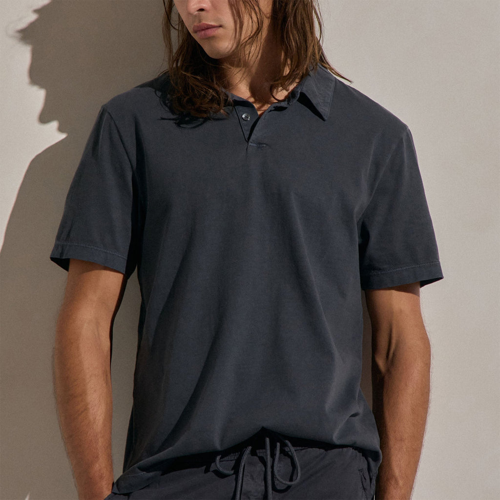 Polo en jersey suédé - Pigment Bleu Nuit