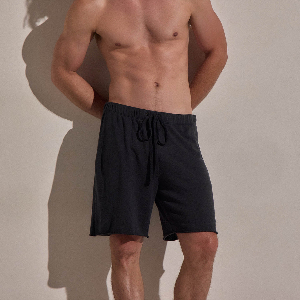 Short molletonné en coton et cachemire