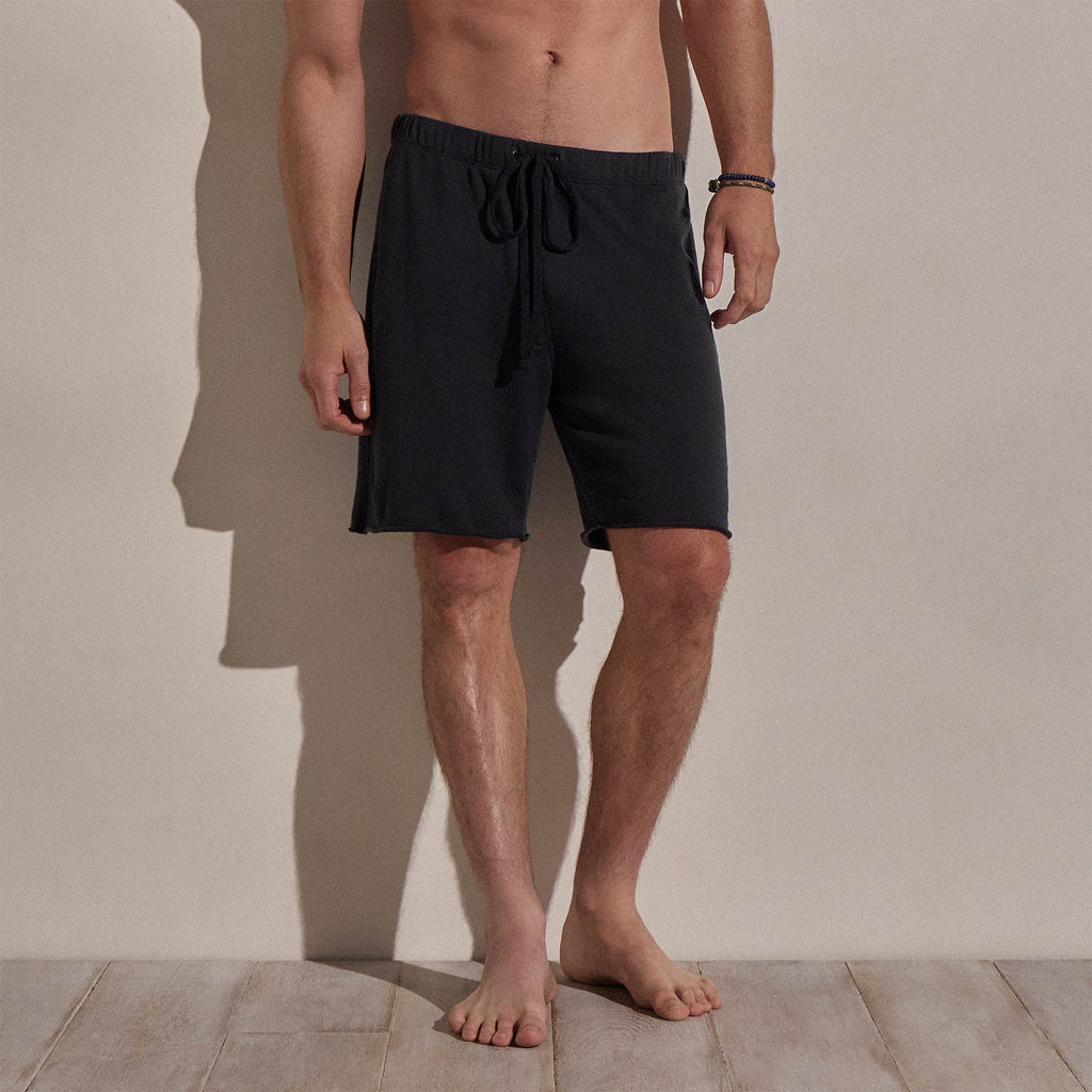 Short molletonné en coton et cachemire