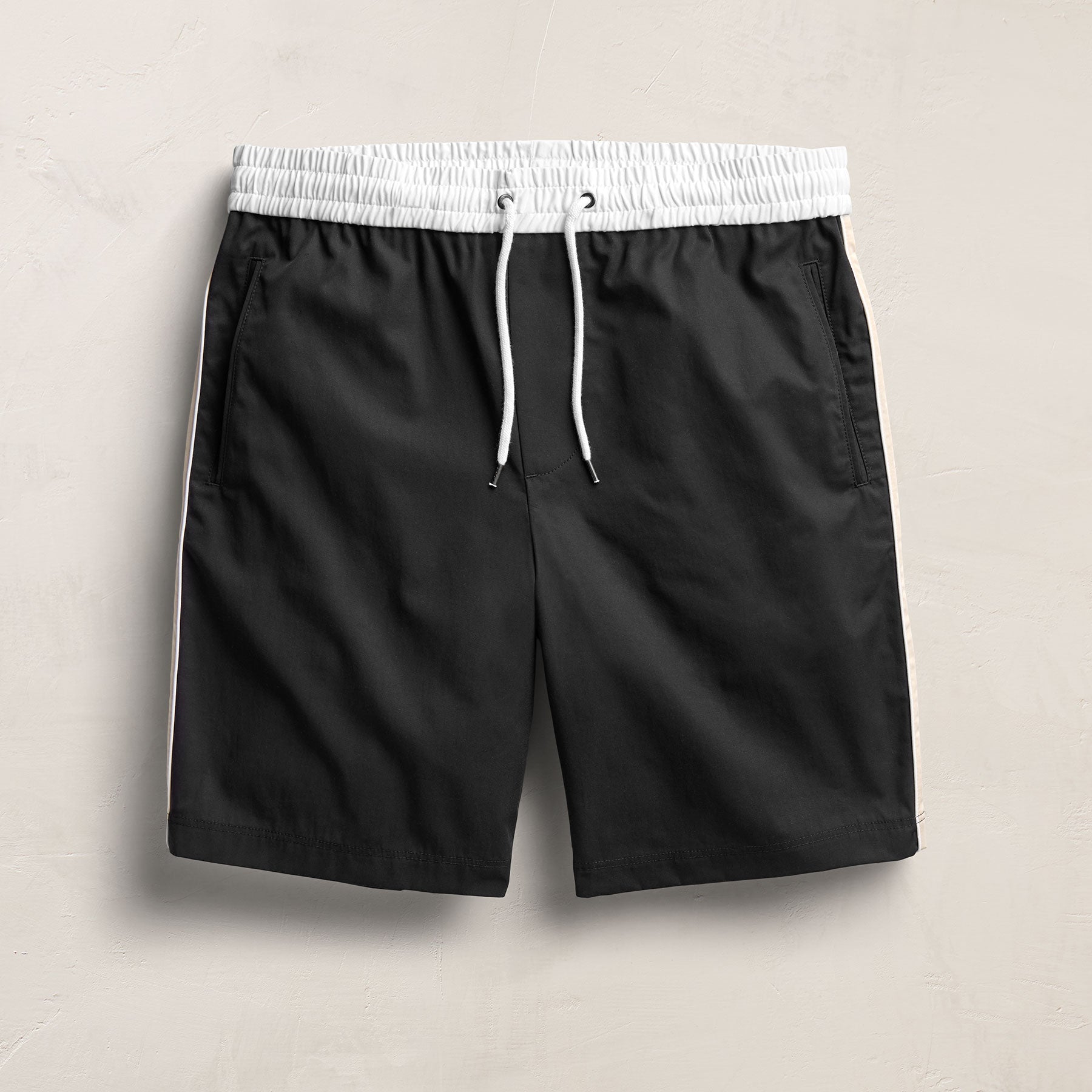 Elevated Cotton Twill Track Short - Black/Latte/White