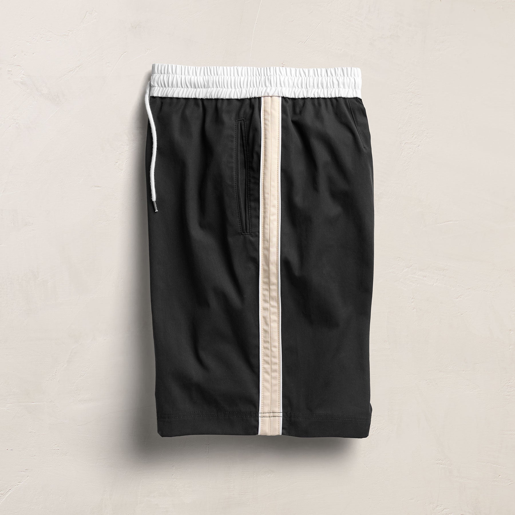 Elevated Cotton Twill Track Short - Black/Latte/White