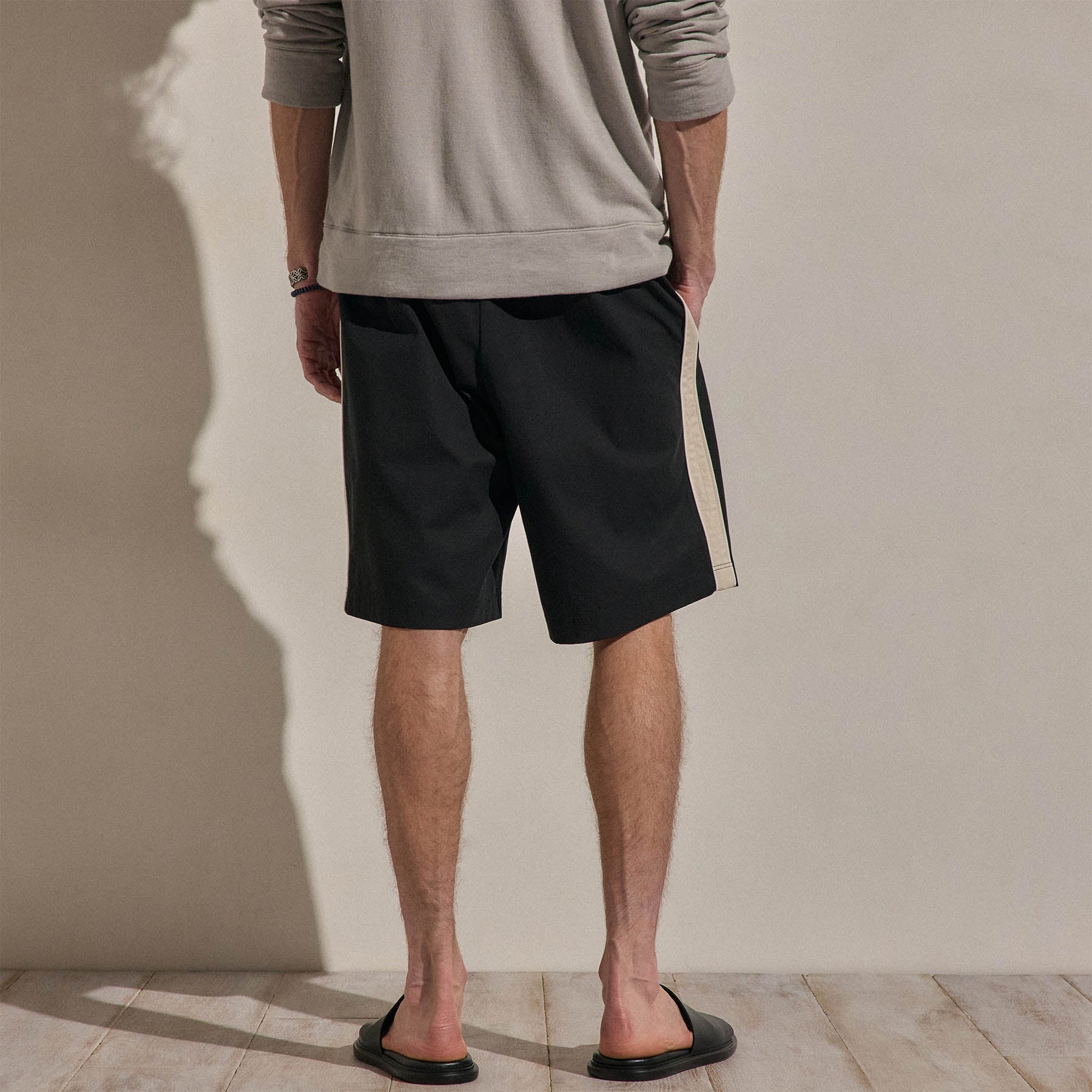 Elevated Cotton Twill Track Short - Black/Latte/White
