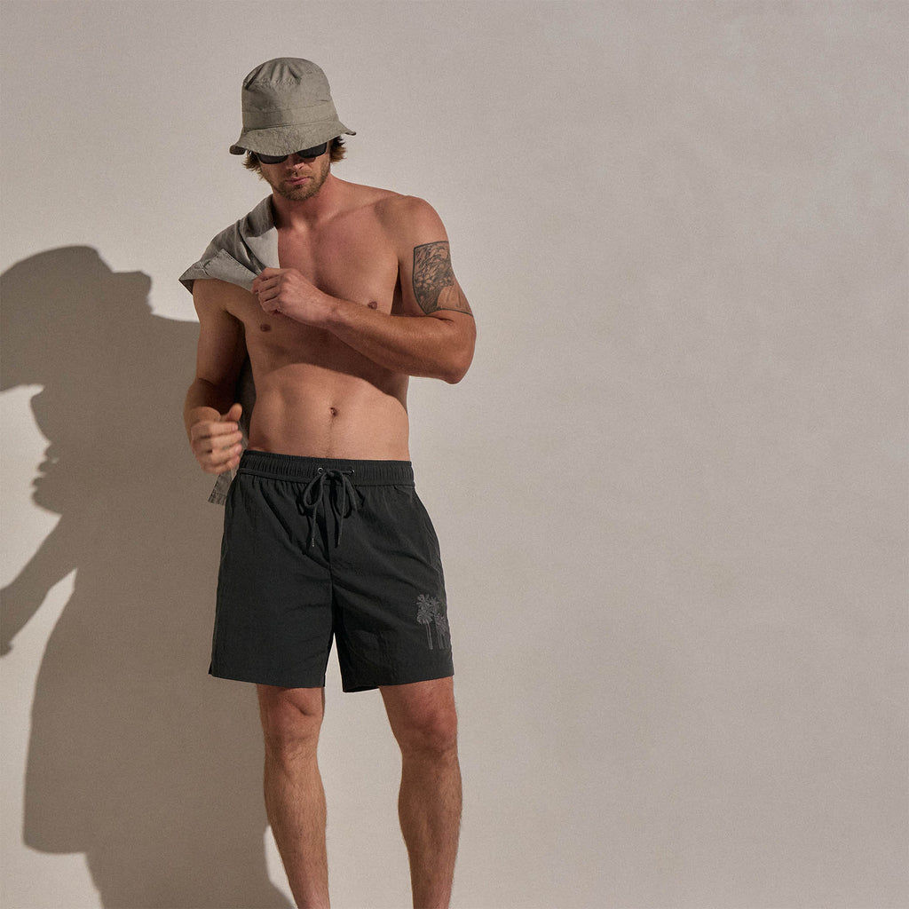 Boardshort brodé paume - Carbone