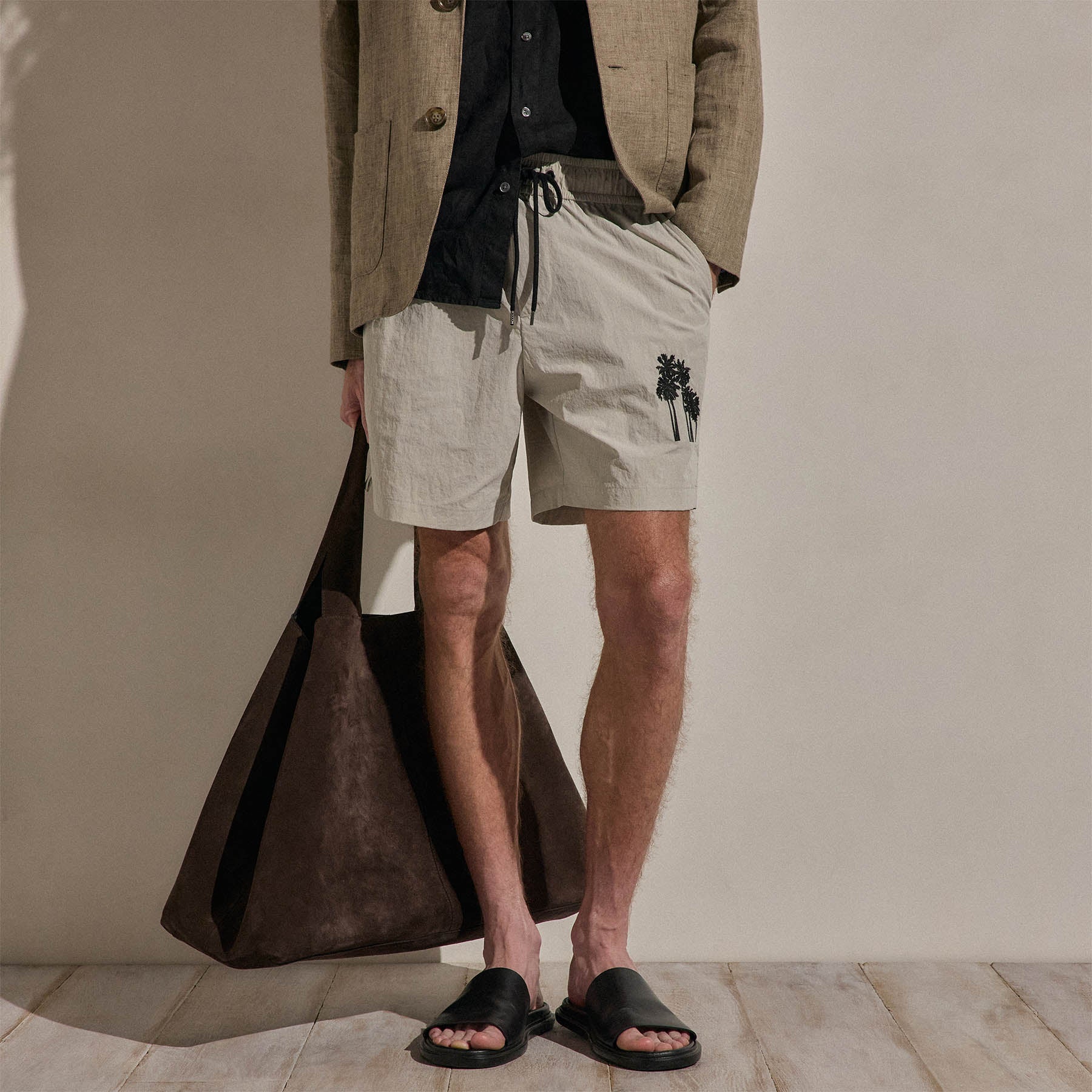 Palm Embroidered Boardshort - Salt