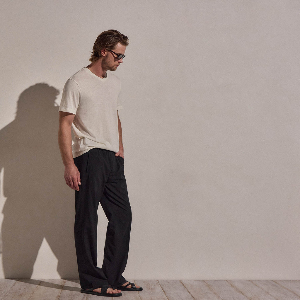 Pantalon en laine légère à enfiler - Noir