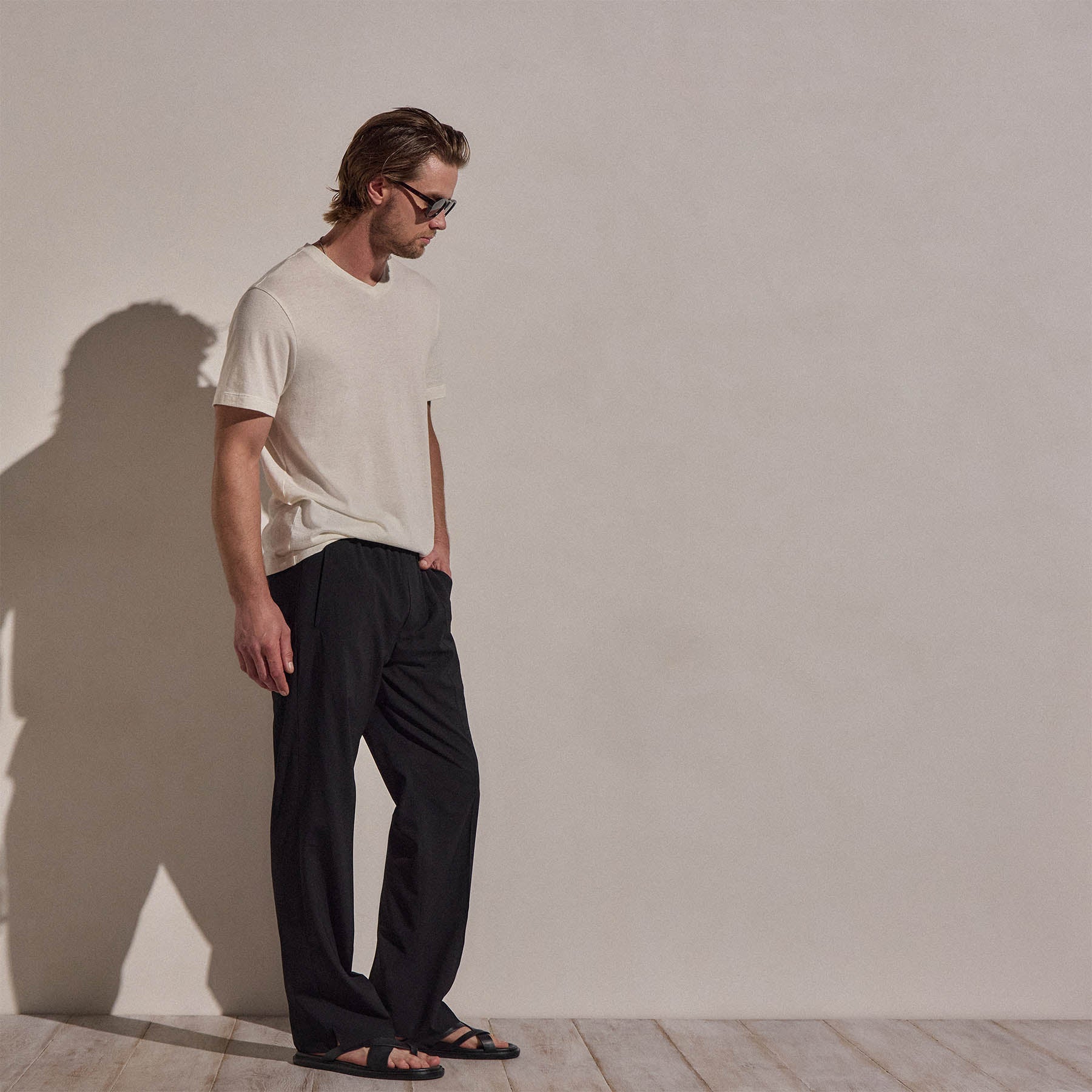 Pantalon en laine légère à enfiler - Noir